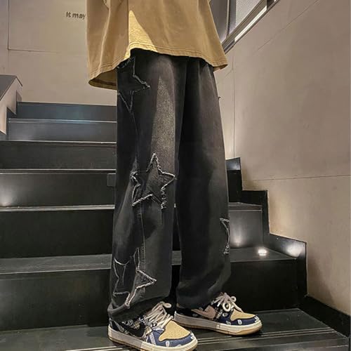Men's Baggy Vintage Jeans Y2K Hip Hop Grunge Stylish Star Graphic Wide Leg Denim Pants2