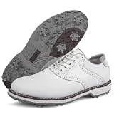SDEQA Zapatillas de Golf de Cuero para Hombre, Impermeables, Ligeras, Exteriores cómodas, para Entrenamiento de Golf,D,42.5 EU