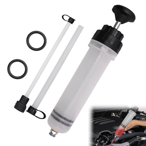 VBGURR Ölabsaugpumpe 500ml mit 2 Schläuchen, Ölabsaugspritze und Flüssigkeitspumpe für Motoröl, Bremsflüssigkeit, Kühlmittel & Getriebeöl,Ölwechsel-Set für Auto, Motorrad & Industrie (500ml)