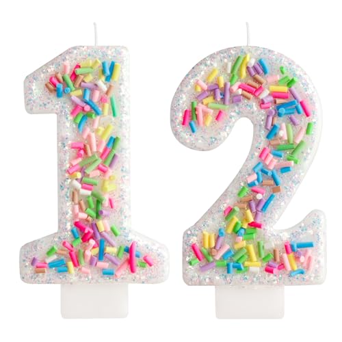 Girls Colorful Candy Birthday Candle,12th Birthday Candle Cake for Party Supplies Decoration,2.76 inch Number 12 Girl Boy Cake Topper Wedding Anniversary Pastel Sweet Theme Party Decoration