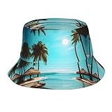 xvbcdfg cappello da pescatore unisex alla moda, con visiera parasole da spiaggia per uomini e donne, cappello da pescatore da esterno, motivo parigi street eiffel tower floreale, palme e, etichettalia