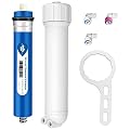 Membrane Solutions 100 GPD RO Membrane, Reverse Osmosis Membrane with Membrane Housing, Replacement for Under Sink Home Drinking RO Water Filter System, Wrench,1/4" Quick-Connect Fittings,Check Valve