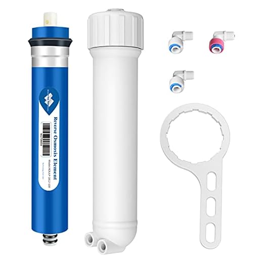 Membrane Solutions 100 GPD RO Membrane, Reverse Osmosis Membrane with Membrane Housing, Replacement for Under Sink Home Drinking RO Water Filter System, Wrench,1/4" Quick-Connect Fittings,Check Valve