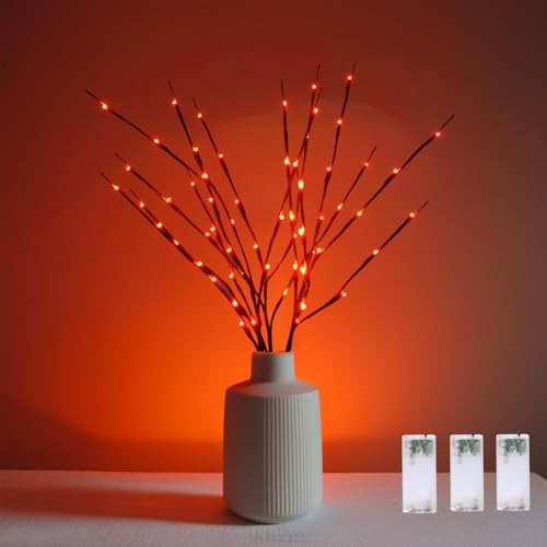 YXYQR 3PCS 60 LED Orange Lighted Branches Lights with Timer,