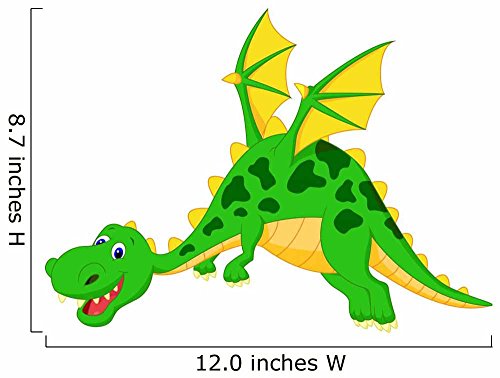Wallmonkeys Happy Dragon Cartoon Flying Wall Decal Peel And Stick Graphic (12 In W X 9 In H) Wm52155 #TOP1