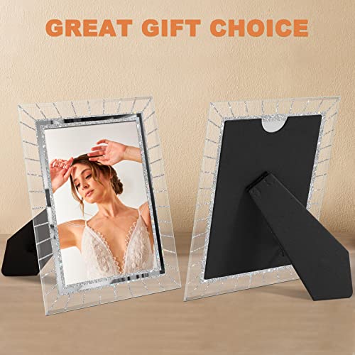 Iziddo 5X7 Picture Frames Sparkly Glass Set Of 2, Gifts Photo Frame Crystal Bling Only For Tabletop, Display Horizontal And Vertical With High Definition Glass (5X7, 2 Pack) #TOP6