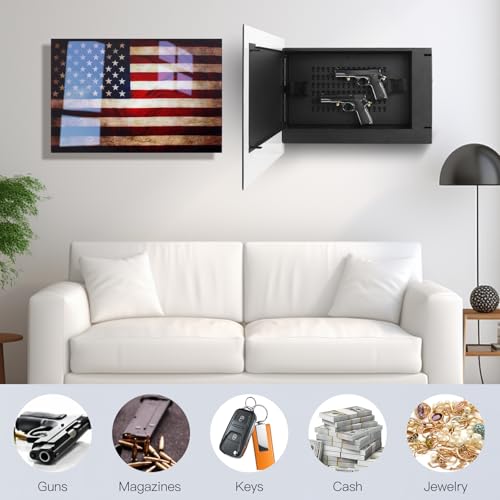 Image of Biometric Hidden Gun Safe fits 2 pistols,Quick Access Wall Gun Safe