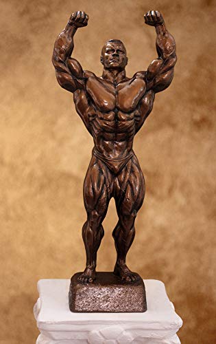 Male Victory Bodybuilding Sculpture - Bodybuilding Trophy (Approx. 20" Tall, Gallery Bronze Finish)