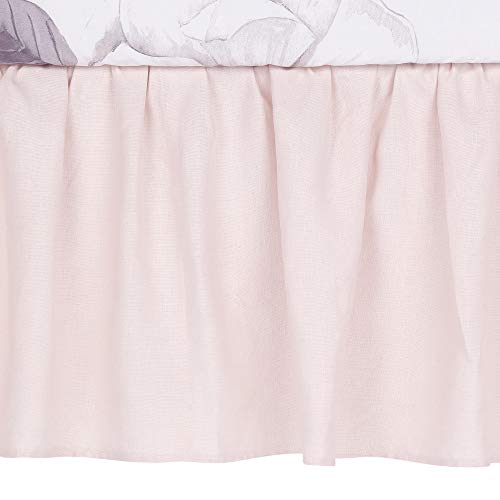 Image of Lambs & Ivy Floral Garden Pink Linen Shirred Crib Skirt/Dust Ruffle
