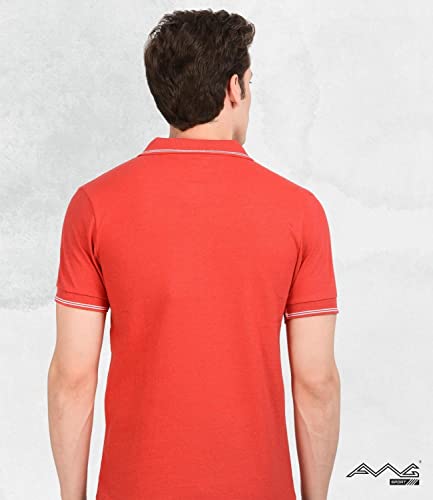 Image of AWG ALL WEATHER GEAR Men's Cotton Regular Fit Solid Polo Neck T-Shirt Navy Blue Melange
