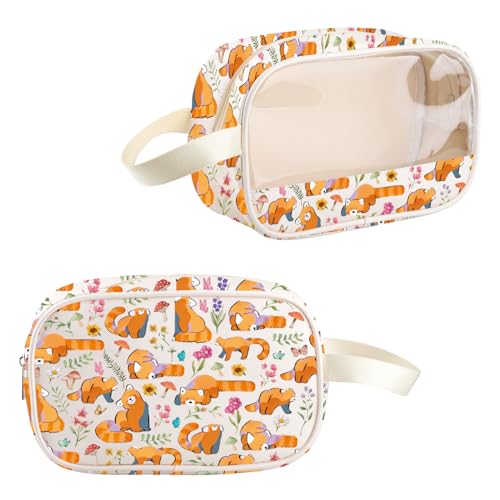 VAMSII Red Panda Lover Gift Red Panda Design Clear Makeup Bag Pan-da Fan Gift Love Pandas Toiletry Bag (Red Panda Design T B)