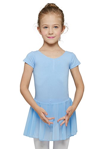 Image of MdnMd Toddler Ballet Leotards for Girls Dance Leotards with Skirt Gymnastic Ballerina Outfit Dress Classic Short Sleeve