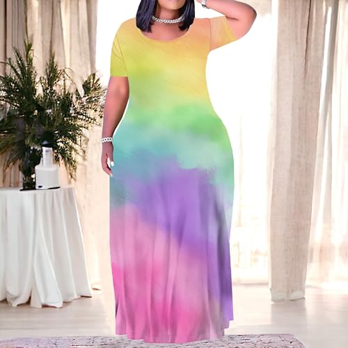 Image of Plus Size Maxi Dresses for Curvy Women T-Shirt Summer Sun Dresses Loose Fit