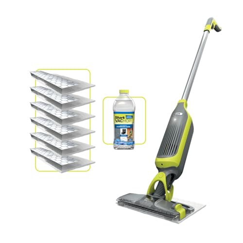 Shark VacMop 2-in-1 Cordless Hard Floor Vacuum Spray Mop, 6x Disposable Pad Refills, 355ml Multi-Surface Floor Cleaner, Lightweight 1.5kg, Maintenance-Free Disposable Pads, Charcoal Grey, VM200UK