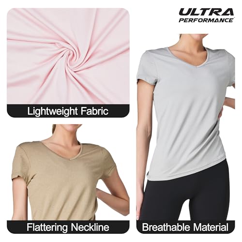 Women's V-Neck Activewear T-Shirts 3 Pack Athletic Womens Short Sleeve Workout Tops Dry Fit Shirt Gym & Yoga Tees for Women