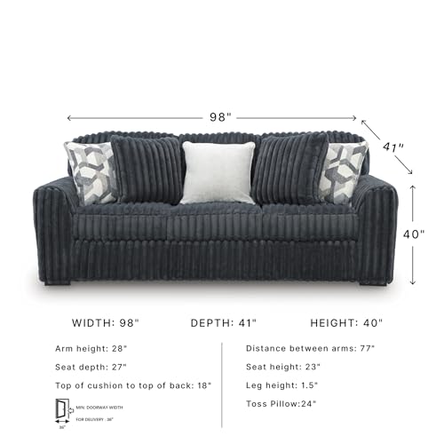 Image of Signature Design by Ashley Midnight‑Madness Sofas, Jumbo Corduroy Upholstered Living Room Sofa with Plush Cushions, Cozy Everyday Seating for Relaxed Home Lounging
