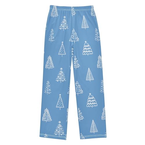 Boys' Pants Christmas Trees Blue Long Bottoms Jogger Pants Elastic Waist Trousers with Pockets S-XL