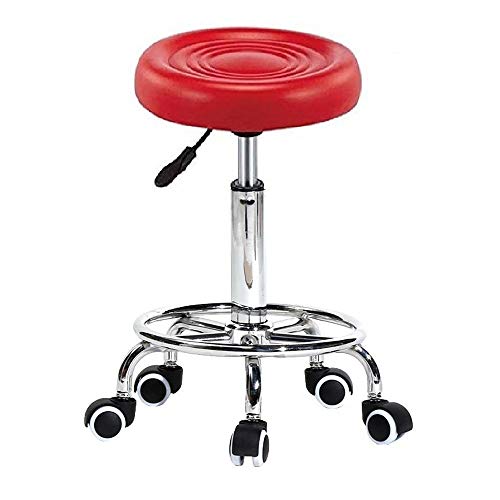 Image of CSS Furniture Multi-Purpose Adjustable Stools with Wheels - Set of 2 (Red, 16.5-20.5 Inch Height) | Rolling Stool for Office, Kitchen, Bar, Doctor, Salon | 120 KG Weight Capacity