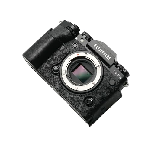 QIYAONUO ボディーハーフケース ボディケース Fujifilm X-T5用 バッテリーの交換でき 三脚ネジ穴付き カメラケース (A-ブラック(ブラック))