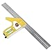 TenNuoDa 300mm Yellow Combination Square, Stainless Steel Adjustable Portable Ruler Wood Measuring Tool