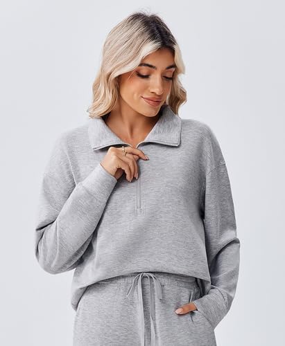 Image of PINSPARK 2 Piece Sets for Women 1 /2 Zip Sweatsuit Loose Fit Sweatshirt Straight Leg Pants 2026 Matching Outfit Fall Tracksuit