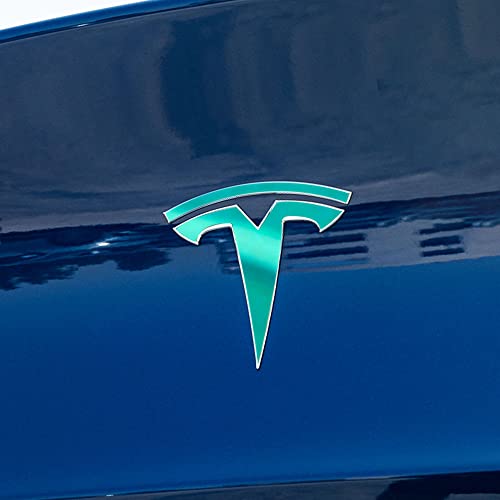 Image of IPG Compatible with Model Y Decal Sticker (8 Logo Set) Overlay Stickers Do it Yourself Stickers Set Personalize Your Tesla (Shiny Turquoise)