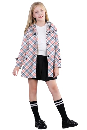 Image of Cromoncent Girl's Rain Jackets Waterproof Hoodie Trench Coat Cute Dress Coat Outerwear, 3-12 Years