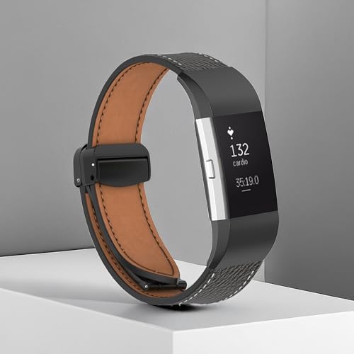 Correa de cuero compatible Fitbit Charge 2 con hebilla magnética miniatura 5