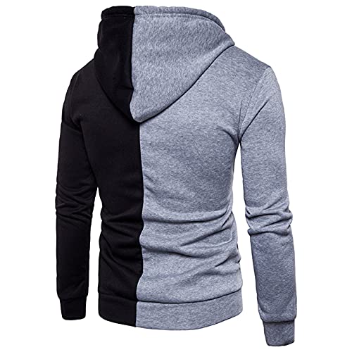 Pull à capuche en polaire chaude pour homme avec poche kangourou et cordon de serrage décontracté - Manches longues avec poche - Coupe droite - Noir, gris, XXL