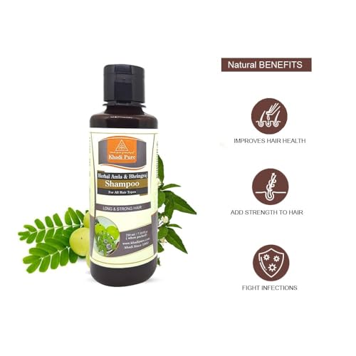 Image of Khadi Pure Herbal Amla & Bhringraj Shampoo /Hair Cleanser, 210 ml (Pack of 2),Black,KPAMLBHRNGRJSHX2