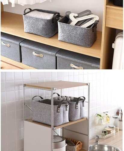 felt storage basket,Filz Aufbewahrungsbox,Filzkorb Grau Rechteck,Faltbar, mit Zwei Weichen Griffen,für Kleidung, Handtücher, Accessoires und Kinderspielzeug aufzubewahren,Groß 38 x 28 x 24 cm