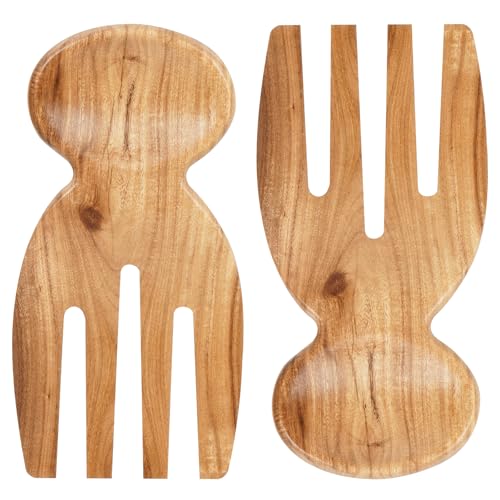 MYRAINBOW Salad Tongs, Salad Hand, Teak Wood Salad Tongs for Serving, Serving Utensils Set Salad...