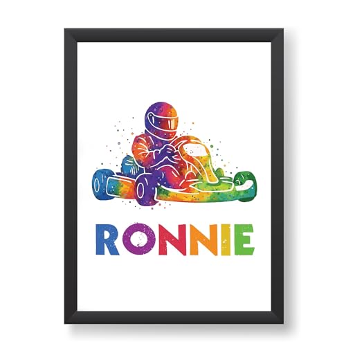 Personalised Go Karting Print Wall Art For Boys Watercolour Go Karting Nursery Decor Go Kart Nursery Wall Art Boys Bedroom Decor Karting Poster (1 A3 Print Only)