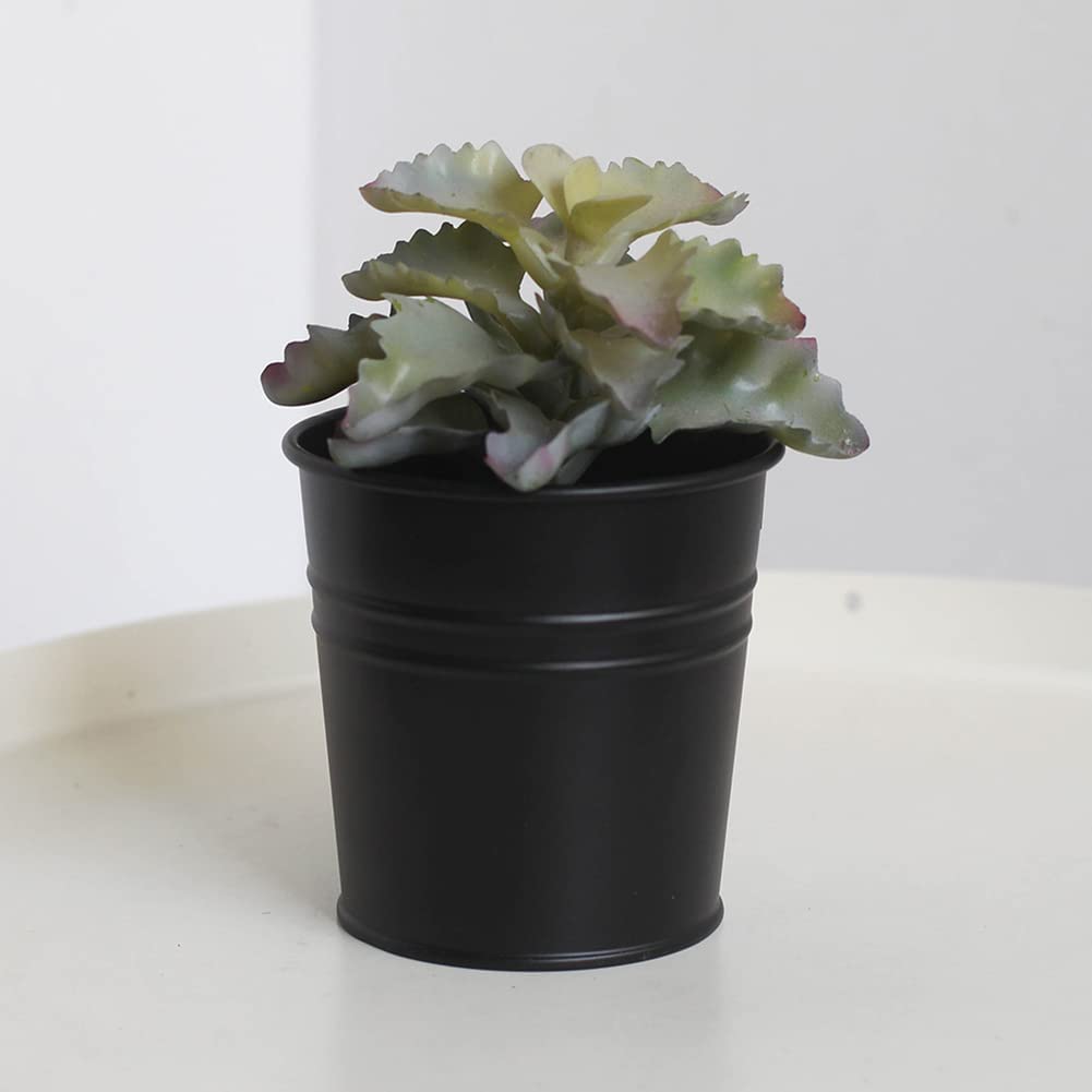 4 Vasi In Metallo Nero Da Appendere A Secchiello Per Fiori - Con Ganci Staccabili - Per Balcone, Ringhiera, Recinzione - Decorazione Giardino - Ferro - 5