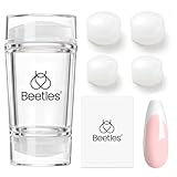 Beetles French Tip Tool Nail Stamp 6Pcs Silicone French Tips Stamp Kit with Replacement Stamper Heads and Scrapers Silicone Nail Art Printing Stuff for Home DIY Salon Manicure Tools Gifts for Girls