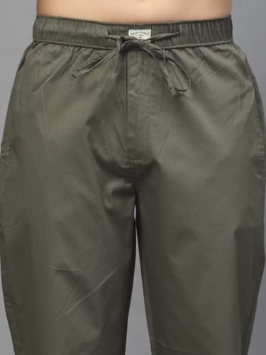 Image of Majestic Man Comfort Fit Solid Cotton Casual Lounge Pyjama with Elastic Waist, Drawstring & Zip Closure