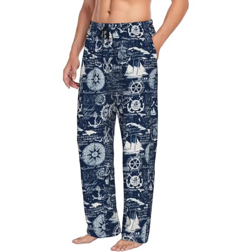 Sailing Cruises Nautical Mens Pj Pants,Soft Men Lounge Pants,Mens Pajama Pants Bottoms,Sleep Pants For Men