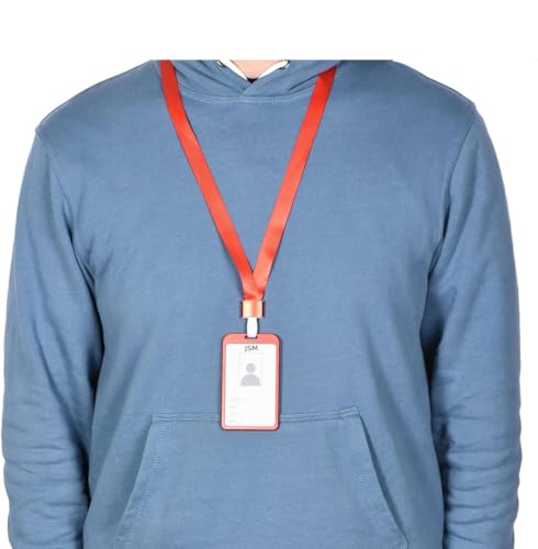 Image of Vertical i- Cards| Hard Metal ID Card Holder /Badge for Office| Compatible with Various Badge Holders, Clips, Lanyards, and Retractable Badge Reels (Pack of 3, Red)