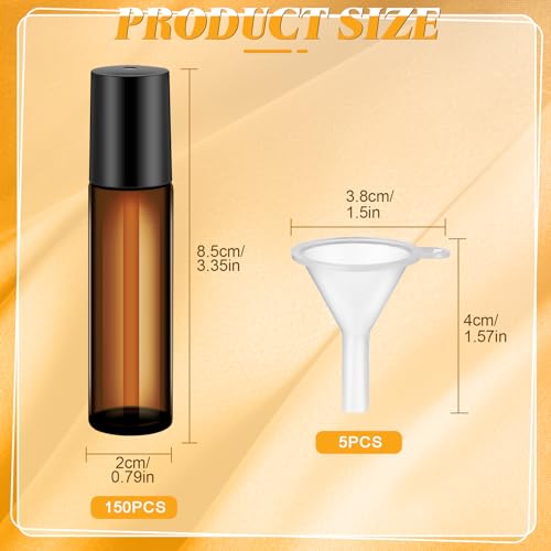Image of Sumind 150 Pcs Glass Essential Oil Roller Bottles 10 ml, Amber