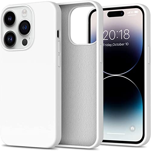 Image of Elzzi Microfiber Candy Case Compatible for iPhone 14 PRO MAX, Shockproof Slim Back Cover Liquid Silicone Case (White)
