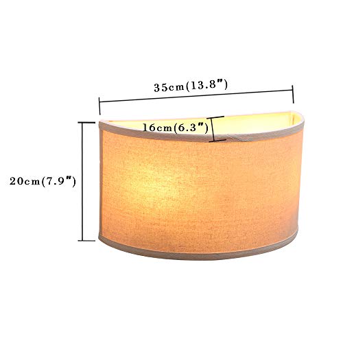 Yosoan Wall Sconce Indoor Night Light Fixture, Vintage Industrial Wall Lamp White Semicircle Textile Lamp Shade For Bedroom Living Room Corridor Study(Linen) #TOP1