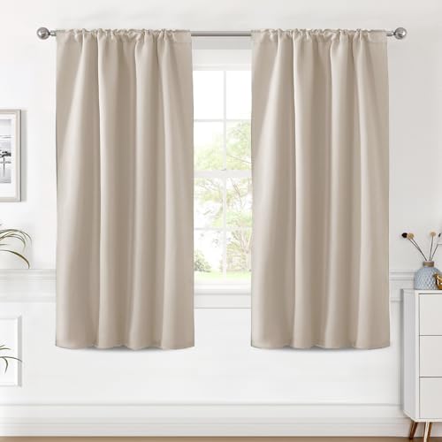 Image of H.VERSAILTEX Blackout Curtains Thermal Insulated Window Treatment Panels Room Darkening Blackout Drapes for Living Room Back Tab /Rod Pocket Bedroom Draperies (2 Panels, Fog, 42 x 63 Inch)