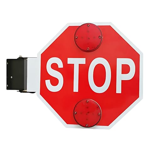 12V/24V 18" LED Flashing Stop Sign for School Buses, Traffic Safety Light, 2/4 Pack Electric Stop Signs for Public Use, Essential Bus Safety Equipment