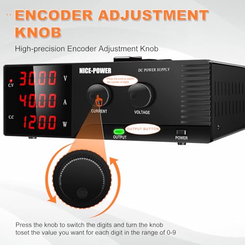 Image of NICE-POWER DC Power Supply Variable 30V 40A, 1200W High Power Benchtop Power Supply with Encoder Adjustable Switching Voltage Regulator, Benchtop Laboratory Power Supply with Built-in Intelligent Fan