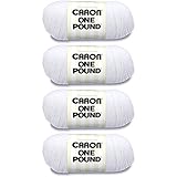 Caron White, One Pound Yarn, Multipack of 4, 4 Pack