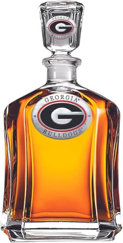 Heritage Pewter Georgia Capitol Decanter | 24 OZ Whiskey Decanter for Liquor with Airtight Stopper | Expertly Crafted Pewter Glass Clear