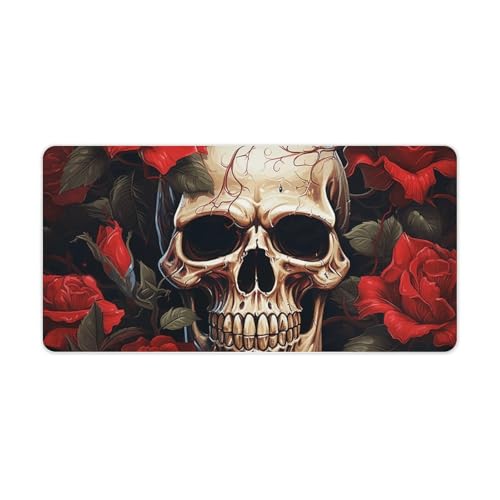 Grand tapis de souris de qualité avec base caoutchouc durable motif tête de mort