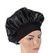 Produktbild SUPVOX Satin Schlafmütze Nachtmütze Hut Lange Haare Motorhaube Nacht Haar Motorhaube Hut für Frauen Mädchen - schwarz (56-58cm)