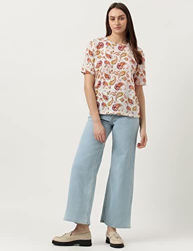 Image of Marks & Spencer Womens Printed Polyester Round Neck Relaxed Fit T Shirt