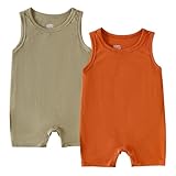 DEFAHN Baby Boy Sleeveless Romper One-Piece Infant Solid Tank Bodysuit Jumpsuit Baby Girl Summer Outfits